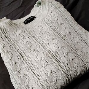 Design 365 Ruffle Detail Open Knit Short Sleeve Sweater Size 1X
